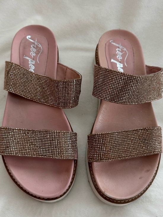 Free People Shoes - Free People Rose Gold Rhinestone Platform Slide Sandals Size 38 (7.5 - 8)